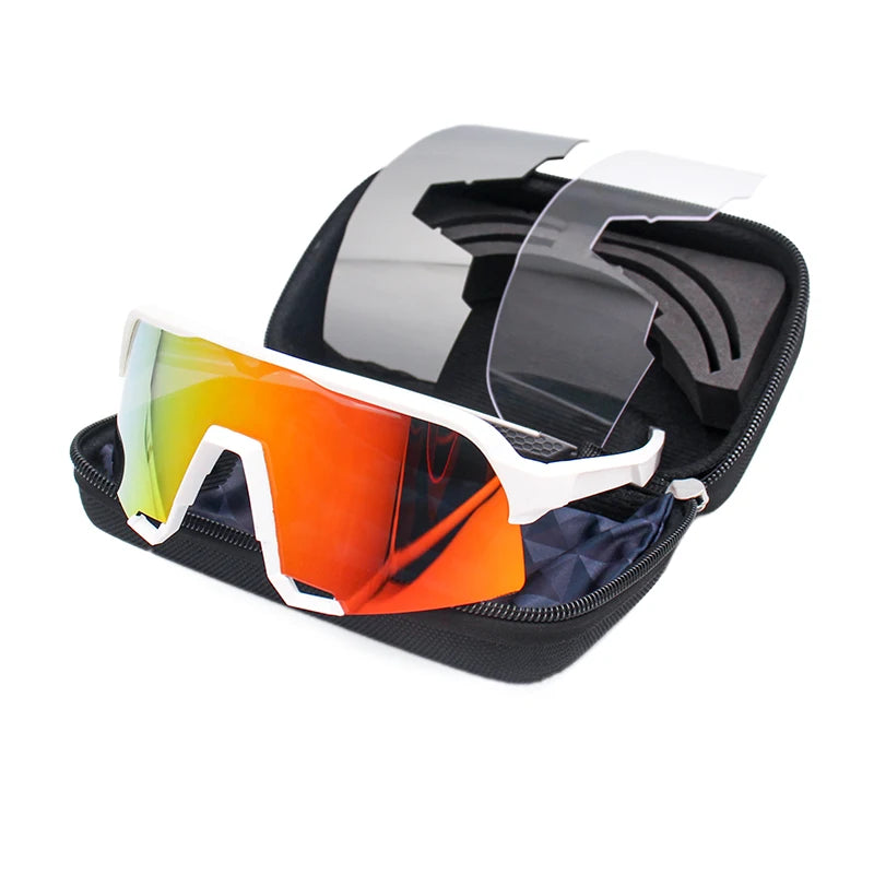 orange, yellow and white polarized sport sunglasses 