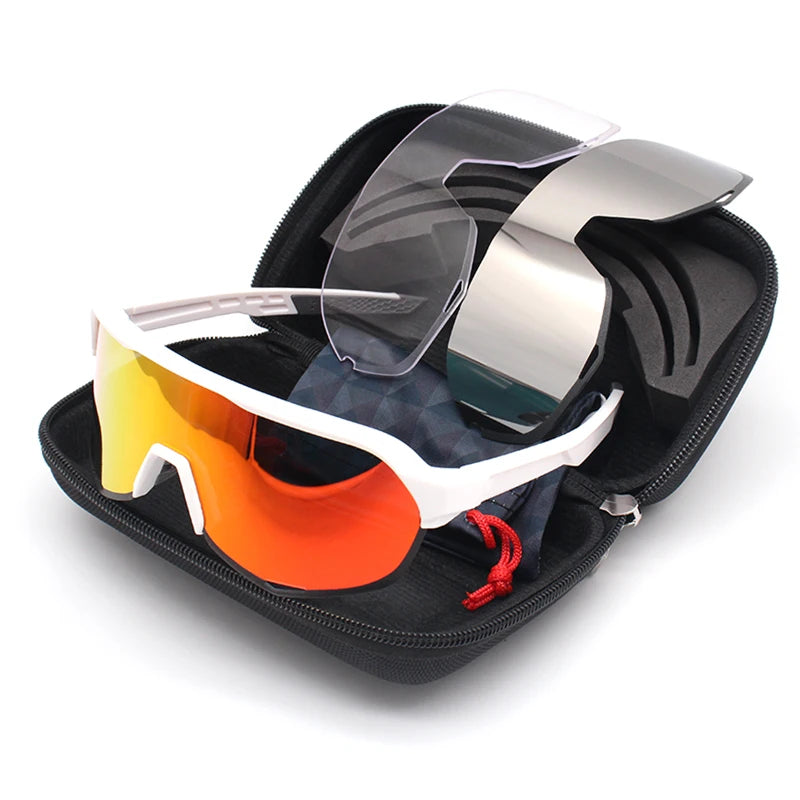 orange and white polarized sport sunglasses 