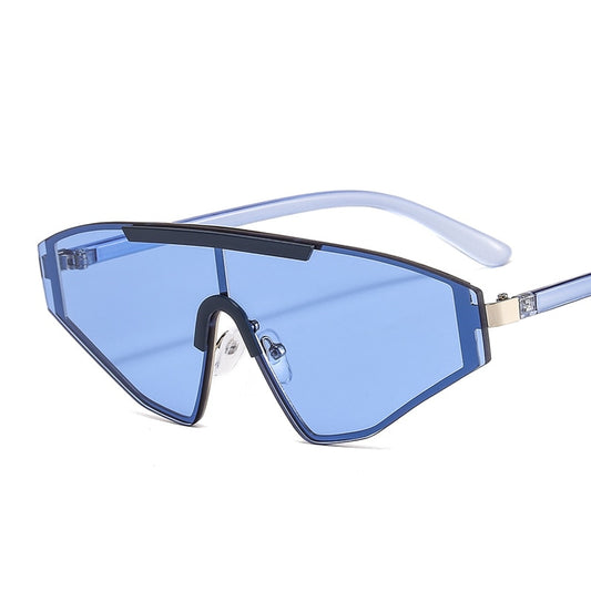 blue rimless sunglasses